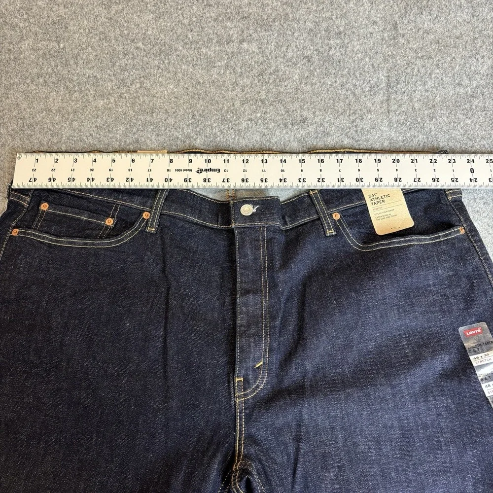 Levi Jeans Mens 48x30 Athletic Taper Dark Wash Blue Denim Stretch New With‎ Tags